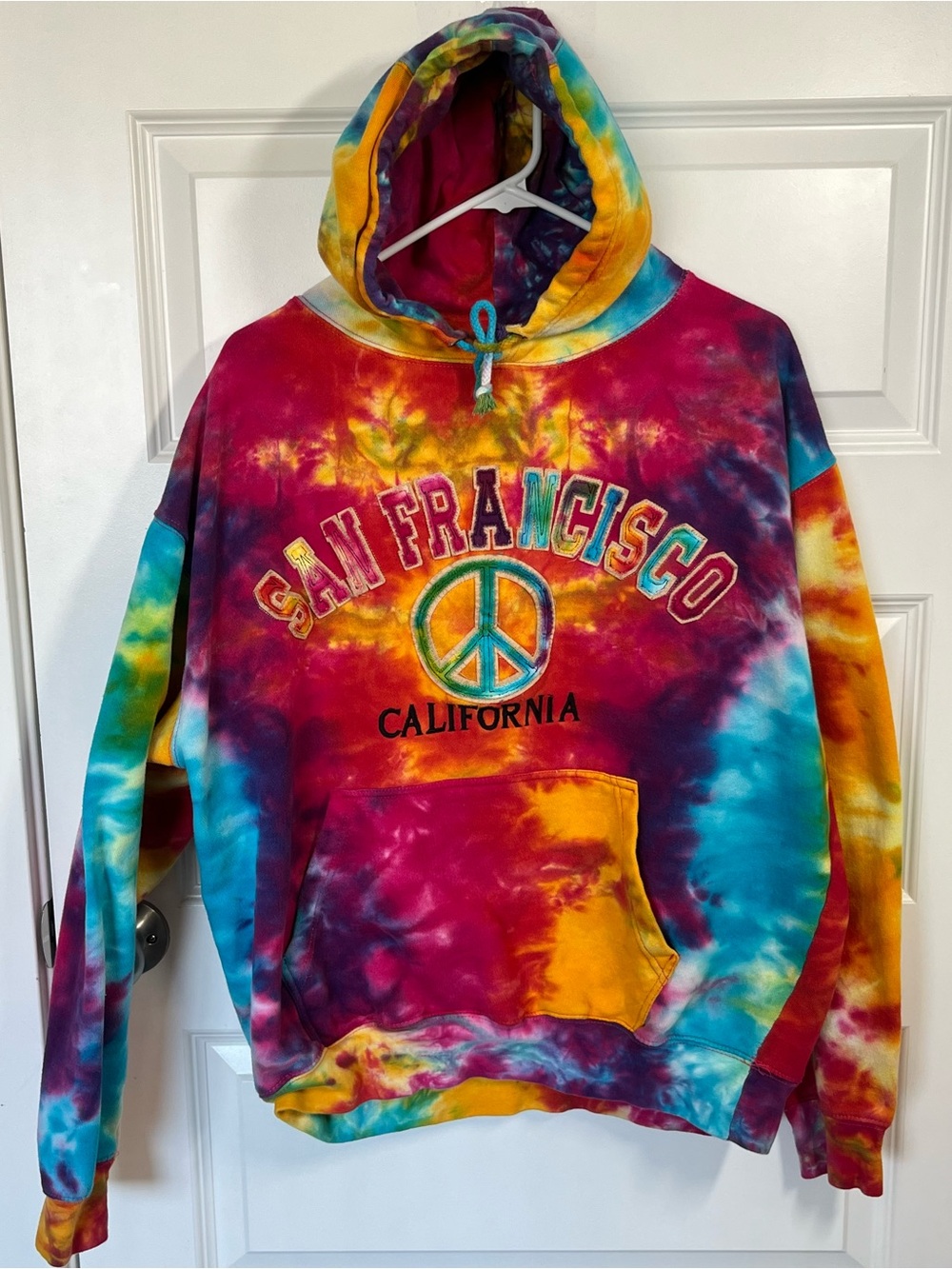 San Francisco Tie Dye Hoodie Mens XL Embroidered Peace Sign